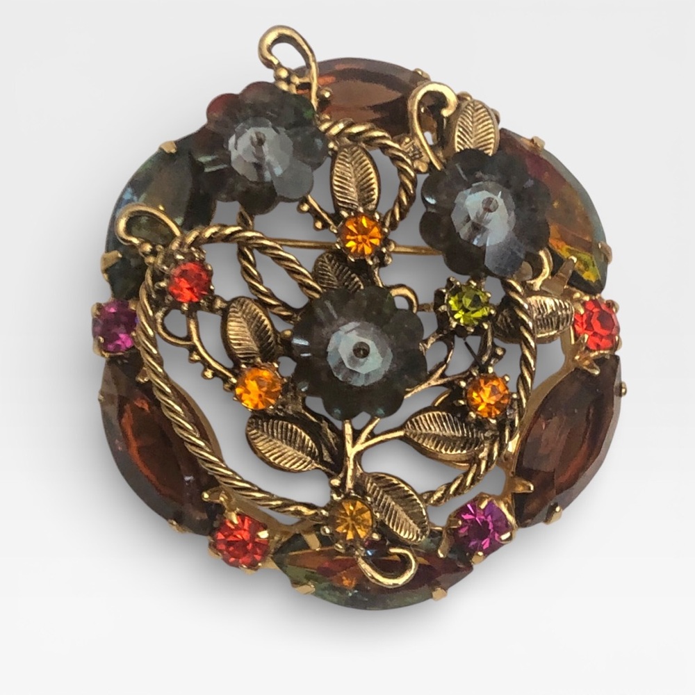 Vintage Juliana-Style Domed Floral Brooch